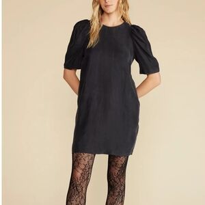 Amour Vert Sustainable New Black Puff Sleeve Dress